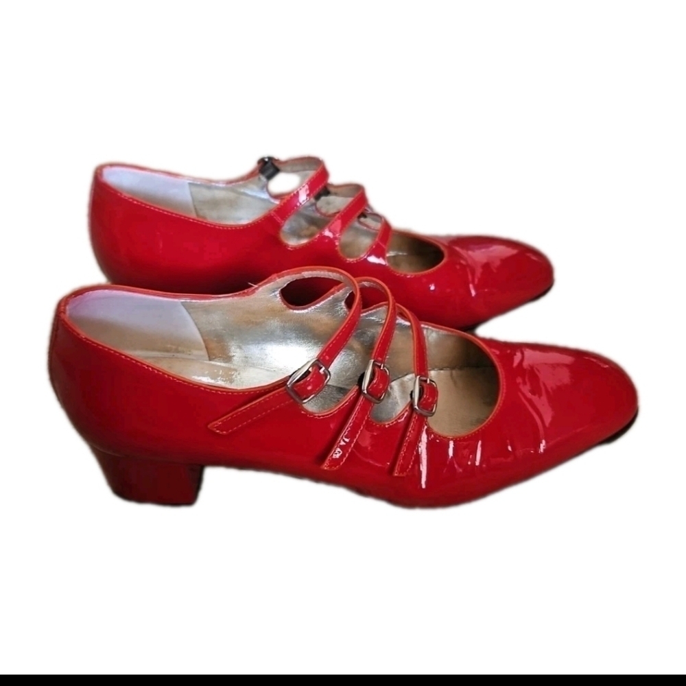 CAREL Womens Red Kina Patent Mary Jane Ballerina Pumps 38.5 - Picture 3 of 16